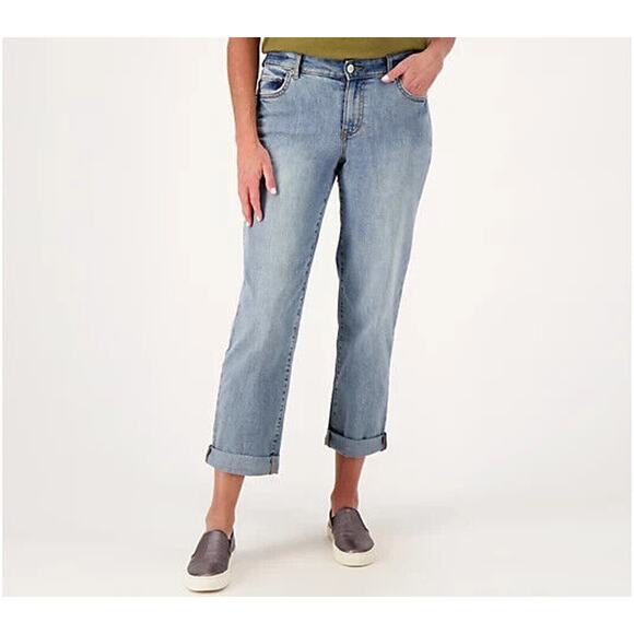 LOGO BY LORI GOLDSTEIN NEW $74 Boyfriend Jean Vintage Wash Size 24WP - Picture 1 of 3